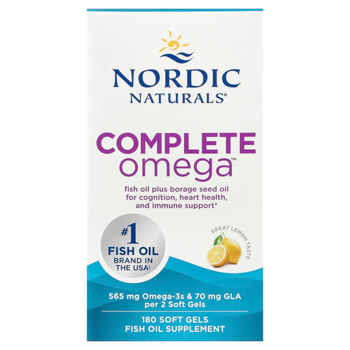 Nordic Naturals, Complete Omega™, лимон, 180 капсул