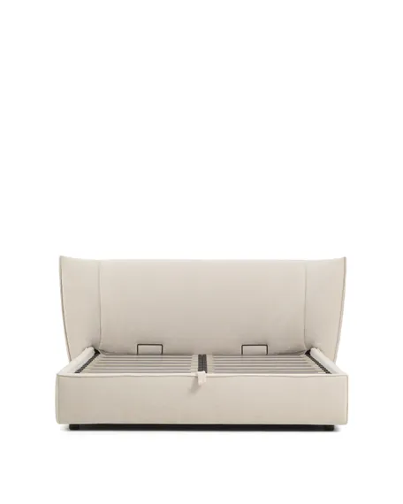 Кровать Arvian бежевого цвета из шенилла с ящиком для хранения 160 х 200 см