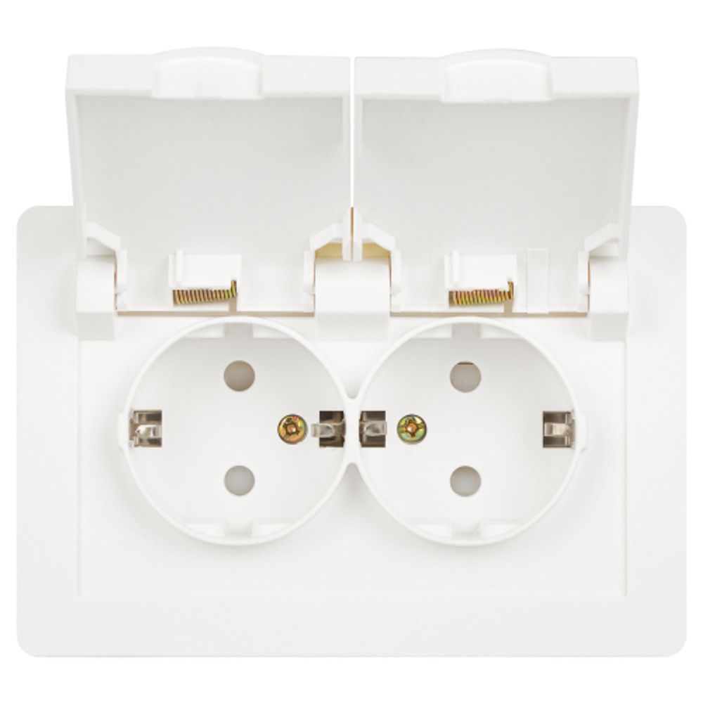 Розетка Intro Style 7-207-01 2P+E Schuko с крышкой штор., 16А-250В, IP20, СУ, белый