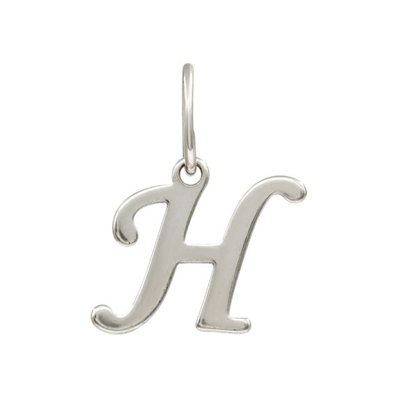 Подвеска в виде буквы Н - кулон из серебра 925 пробы, вид спереди