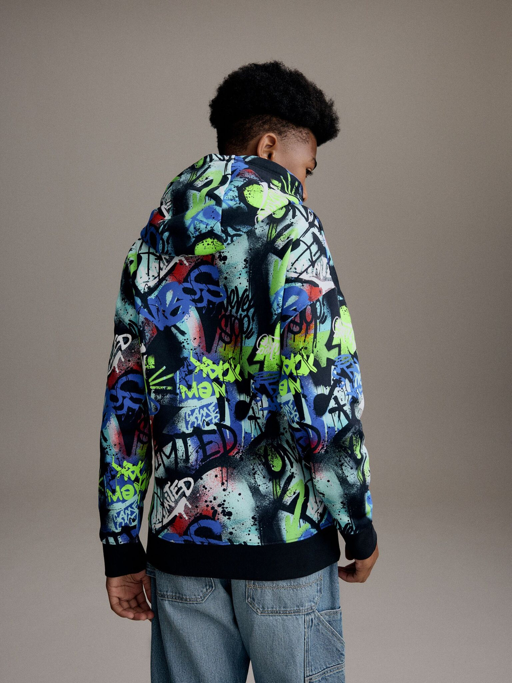 Толстовка с капюшоном для мальчика Next 784-391, Черный, Ярко-зеленый, Синий