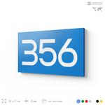 Номер на дверь 356, табличка на дверь для офиса, квартиры, кабинета, аудитории, склада, голубая 120х70 мм, Айдентика Технолоджи
