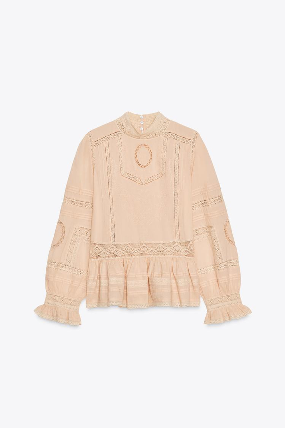 ZARA РОМАНТИЧНАЯ РУБАШКА С ВЫШИВКОЙ — ZW COLLECTION, ЦВЕТ РОЗОВОГО ДЕРЕВА