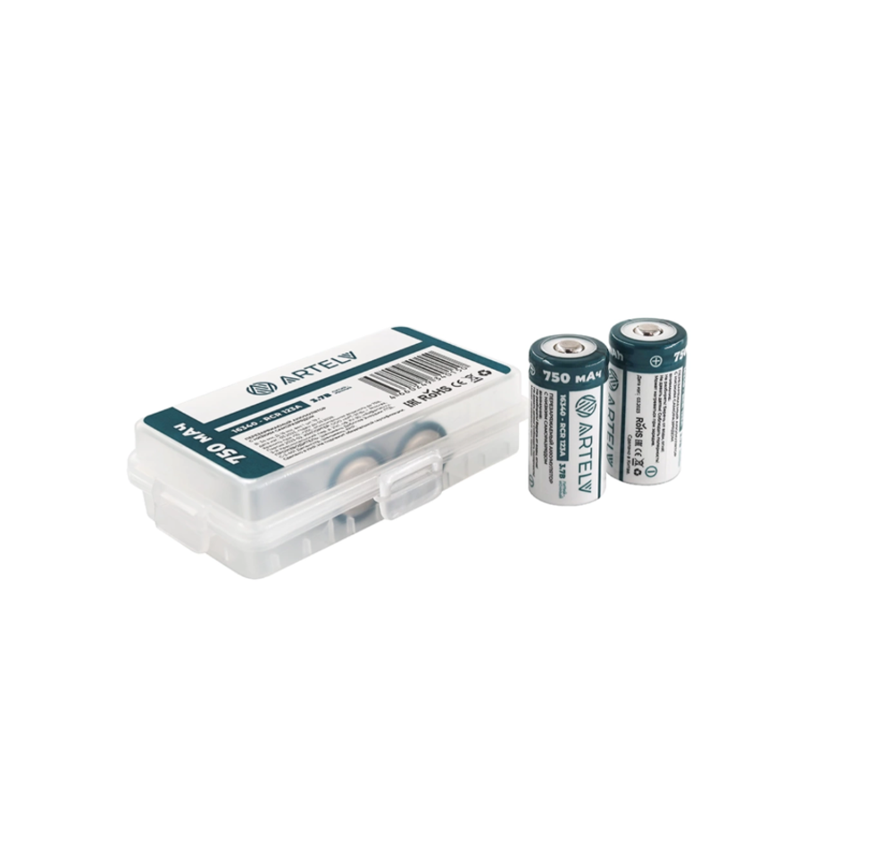 Аккумуляторные батареи 16340 RCR123 ARTELV 3.7V Li-Ion 750 mAh (2шт)