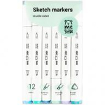 Скейтчмаркеры 12 шт. морские цвета, двусторонние ПВХ-бокс (Meshu)