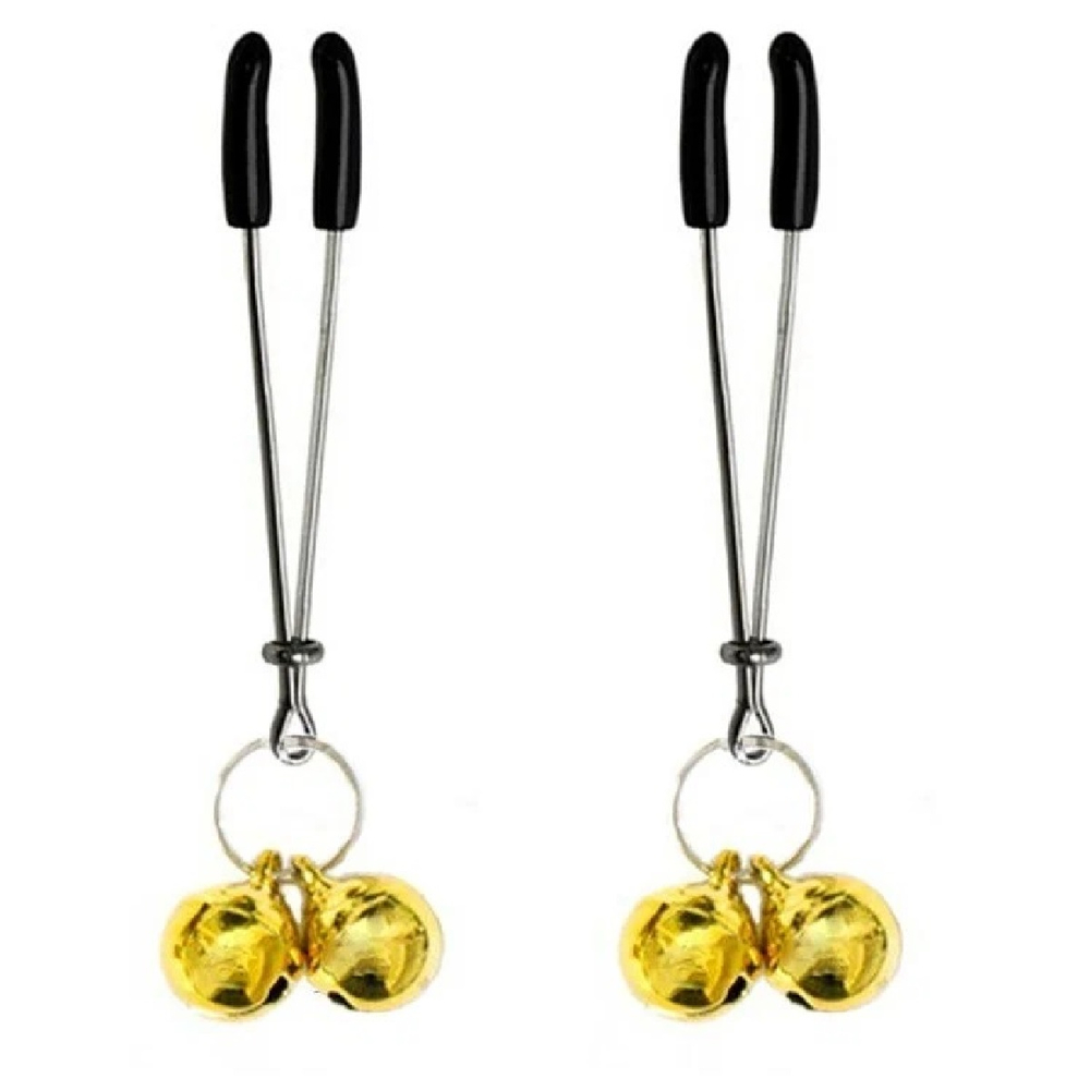 Зажимы на соски Sitabella с бубенчиками золото