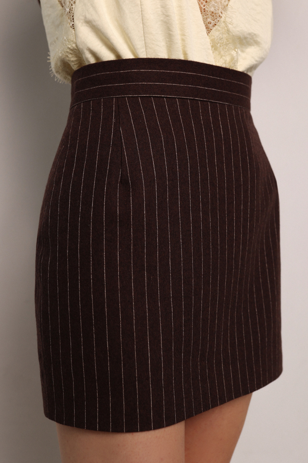 Юбка мини шоколад в полоску