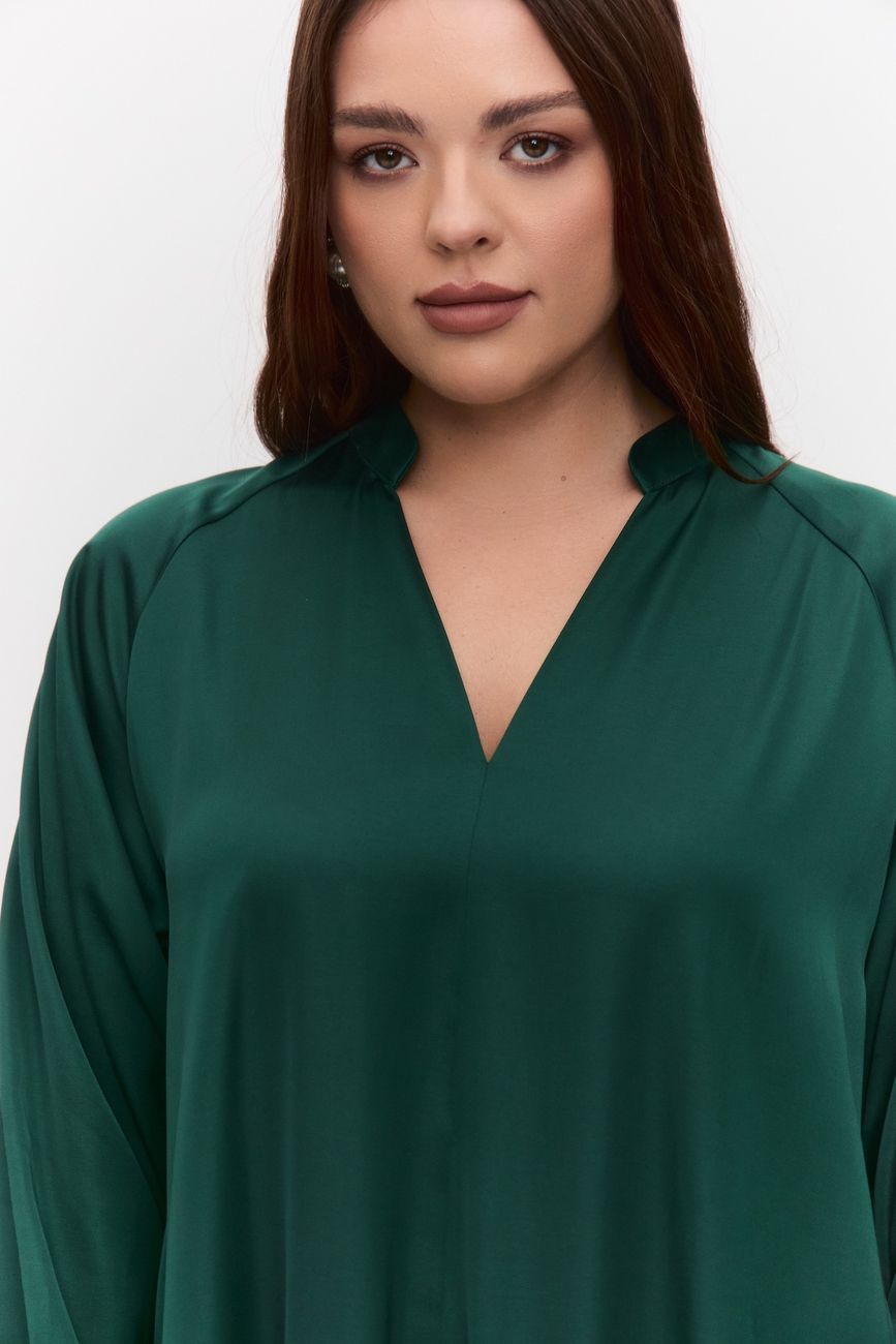 Платье-туника из атласа, зеленый
