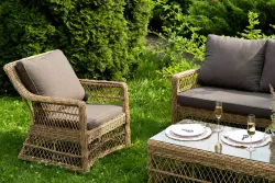 "Гранд Латте" лаунж-зона из искусственного ротанга, цвет соломенный