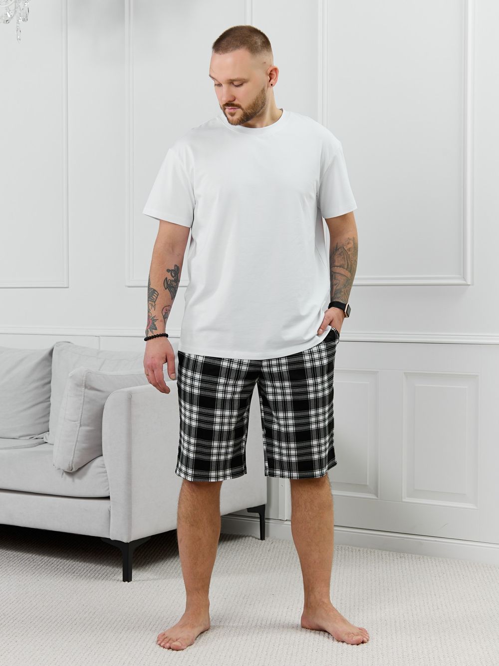 Шорты мужские Тор-2.1 Виотекс КЛЕТКА ЧЕРНАЯ