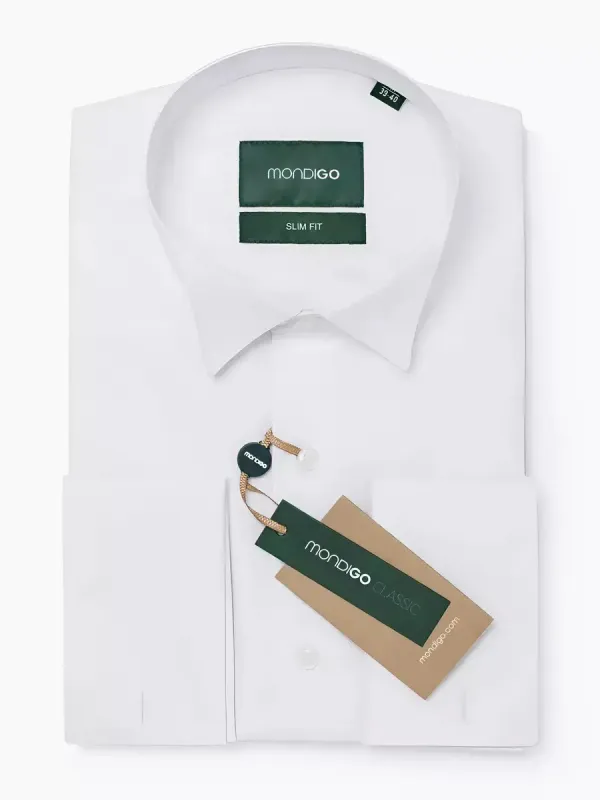 Рубашка под бабочку и запонки приталенная SLIM FIT, белая