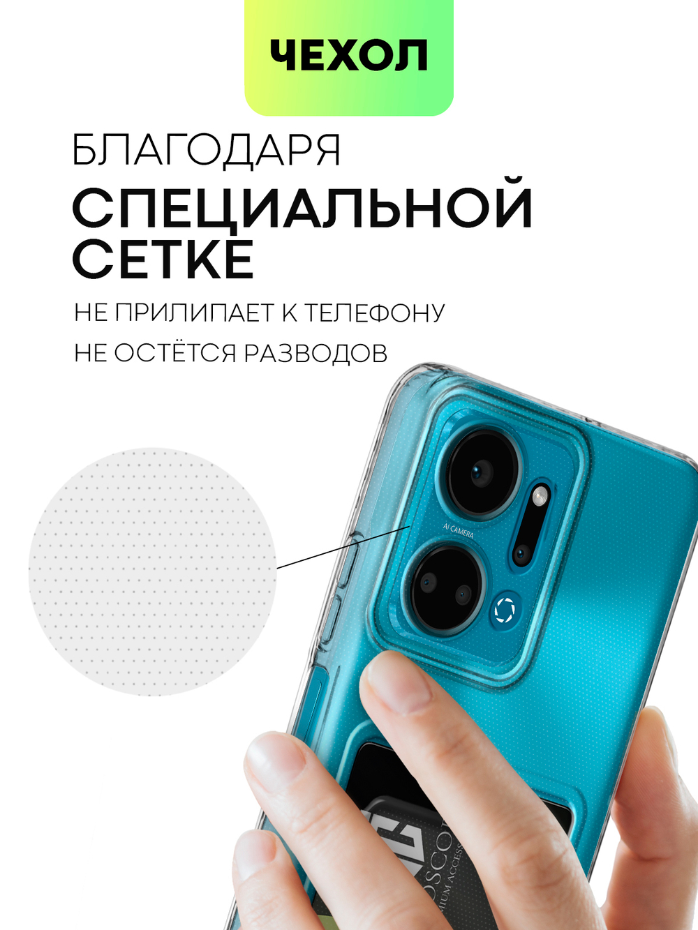 Чехол BROSCORP для Honor X7a (арт. HW-HX7A-TPU-01-POCKET)