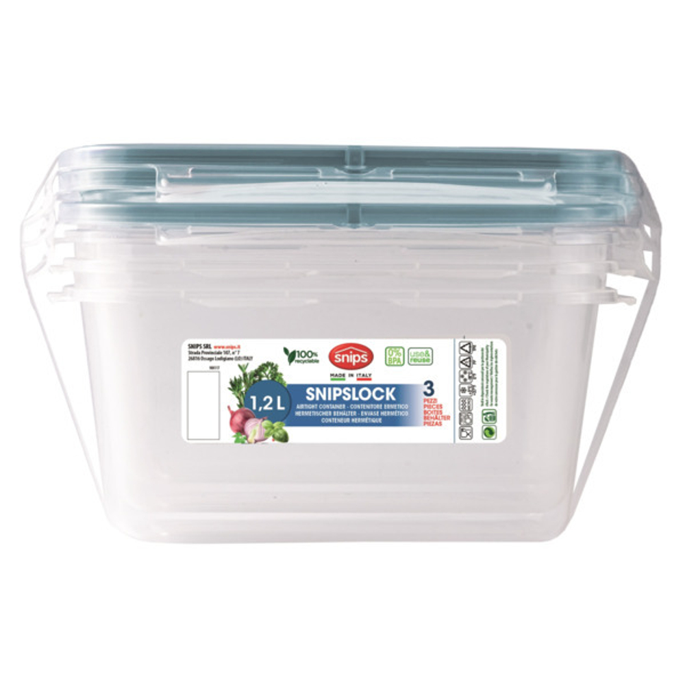 Набор контейнеров для СВЧ и заморозки 3шт 1.2л SNIPS голубой
