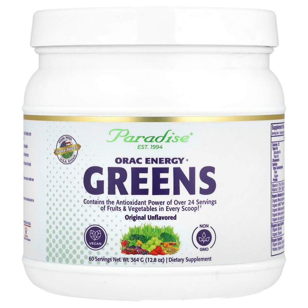 Paradise Herbs, ORAC Energy® Greens, зелень, оригинальная добавка с нейтральным вкусом, 364 г (12,8 унции)
