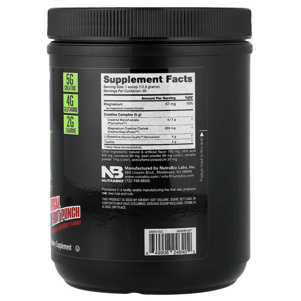 NutraBio, CGT MAX™, пунш из тропических фруктов, 491 г (1,1 фунта)