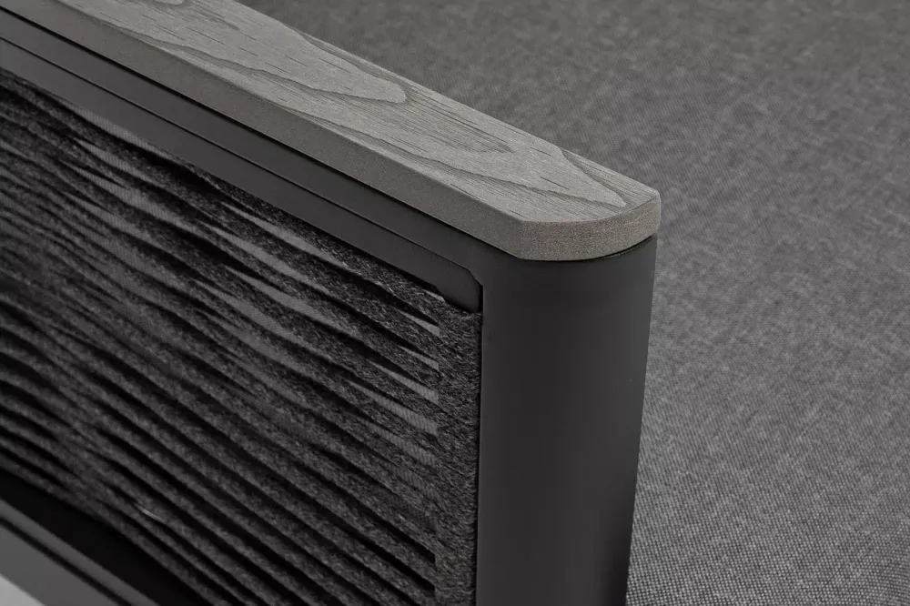 "Сан Ремо" диван 2-местный плетеный из роупа, каркас алюминий темно-серый, роуп серый, ткань серая