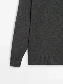 Massimo Dutti Шерстяной свитер с круглым вырезом, антрацитово-серый