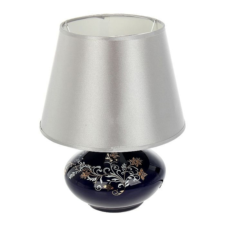 Лампа настольная "Лазурь" абажур серый, керамика цвет синий 2000000115948