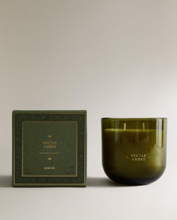 Zara Home Свеча ароматическая Nectar Ambr 400 г, растительный воск, аромат восточный древесный, Коричневый