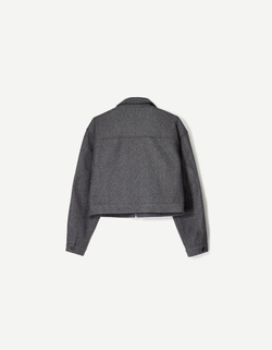 BERSHKA Мягкая укороченная куртка на молнии, темно-серый