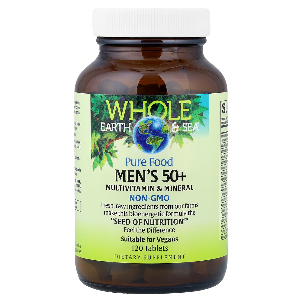 Natural Factors, Whole Earth & Sea®, мультивитамины и минералы для мужчин старше 50 лет, 120 таблеток