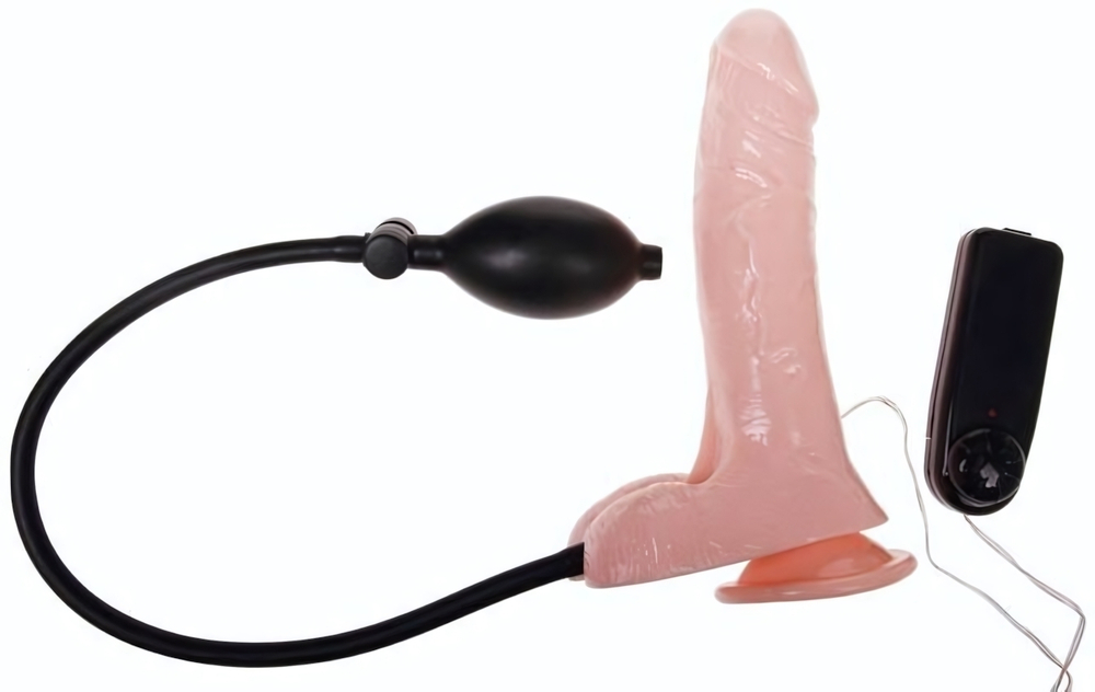 Реалистичный вибратор с функцией расширения - 19,3 см. (Цвет: телесный)