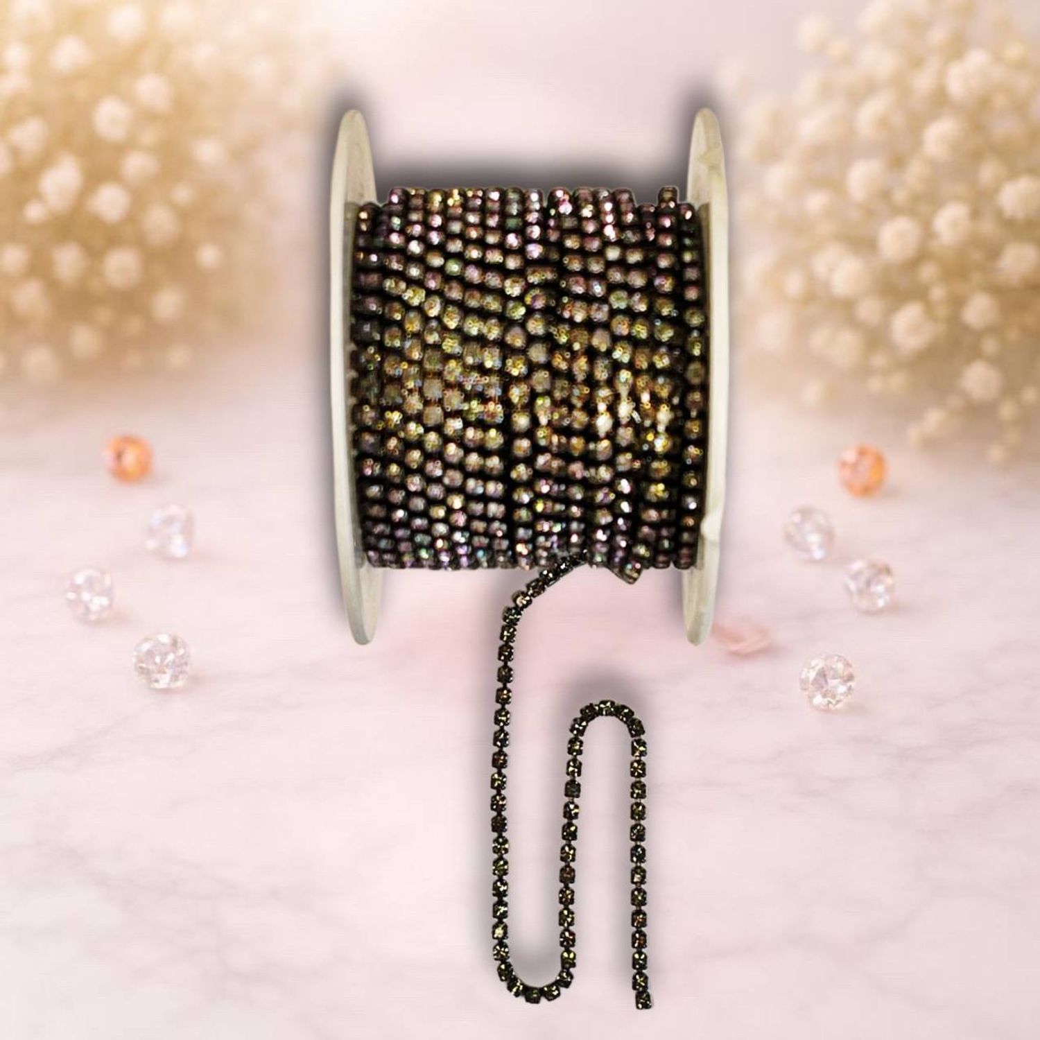 стразовая лента, 2мм,цвет серый-хамелеон, 1метр