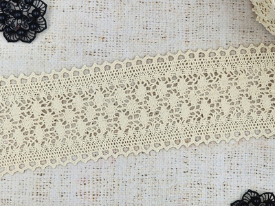 Кружево хлопковое/Тесьма вязаная, ш. 8 см, 85.01.121, суровый