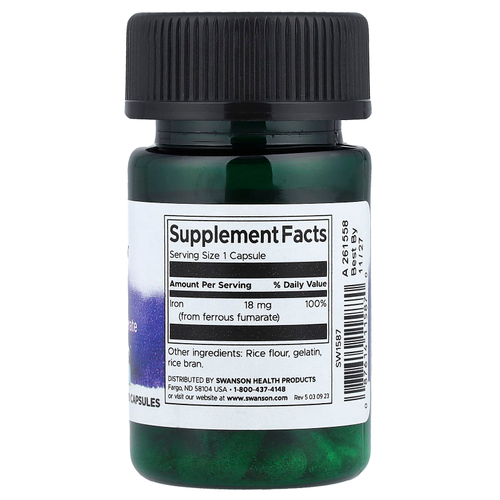 Swanson, Железа и железа фумарат, 18 мг, 60 капсул