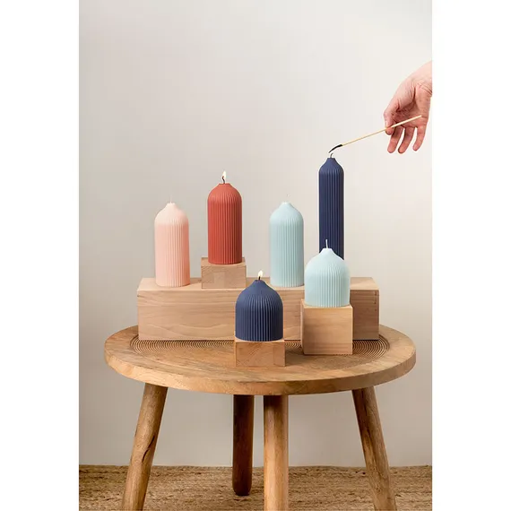 Свеча декоративная бежево-розого цвета Edge 10,5 см