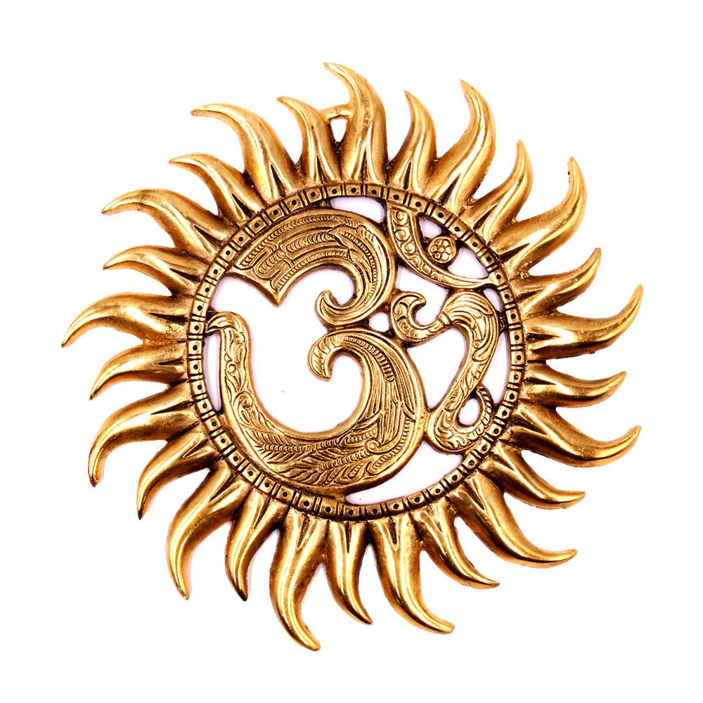 Панно настенное Ом Солнце цвет золотистый, металл силумин d-27 см