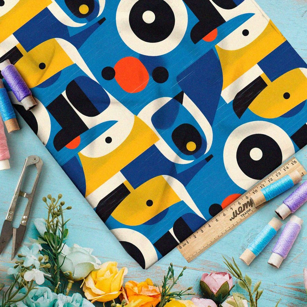 Ткань премиум габардин абстрактные животные