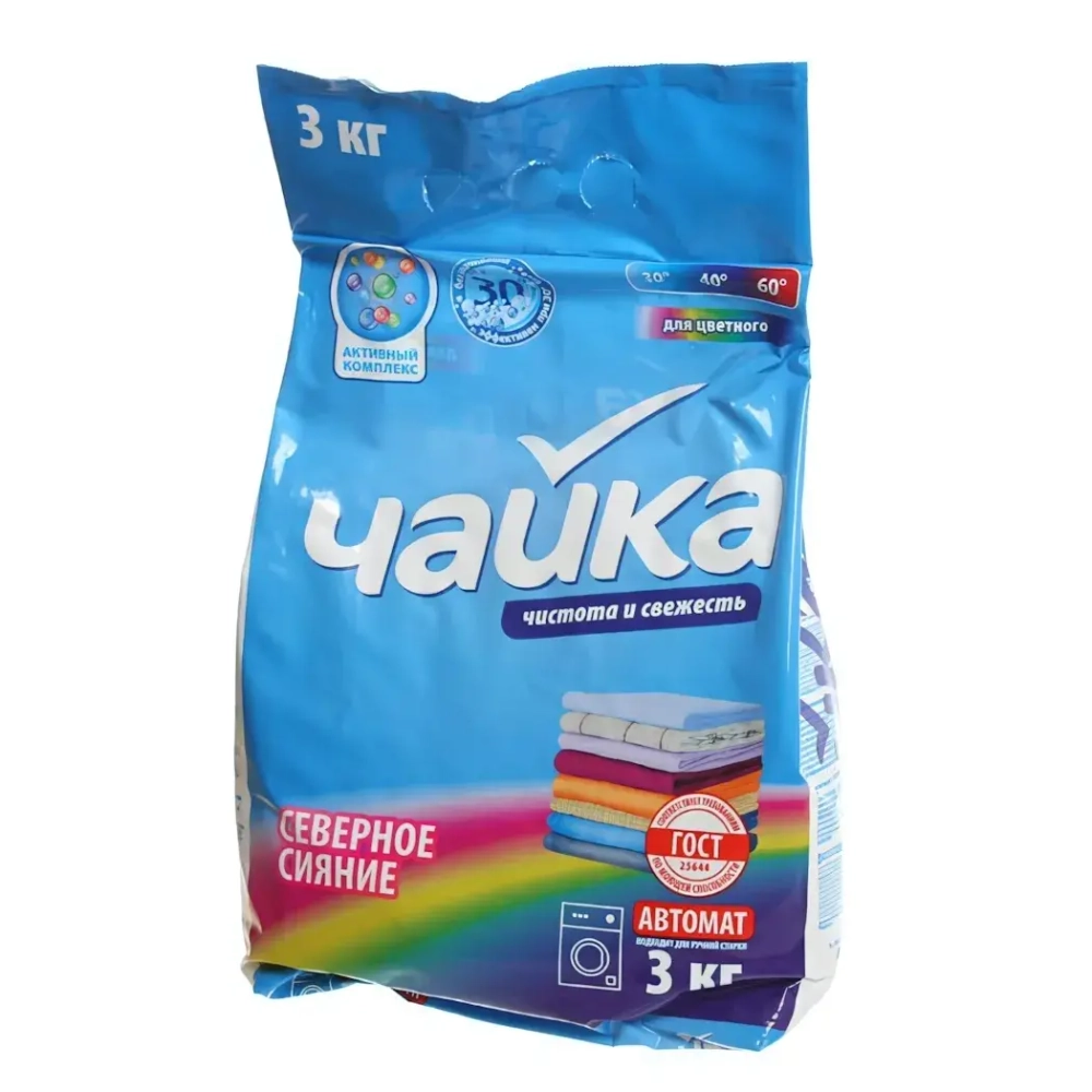 Порошок стиральный ЧАЙКА Автомат Северное сияние для цветного 3 кг