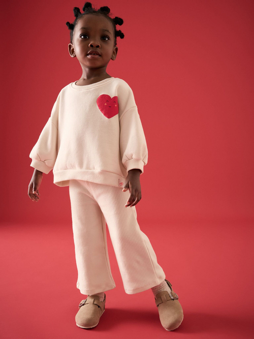 Толстовка и брюки широкие в комплекте для девочки Next E54-945, Кремовый