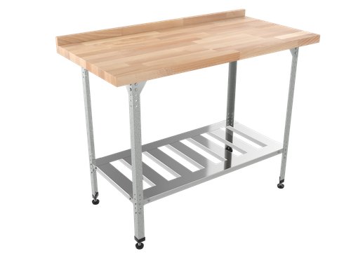 Стол кондитерский "Профи" СКПР, полка решетка, бук, 600х700х860 мм, с бортом