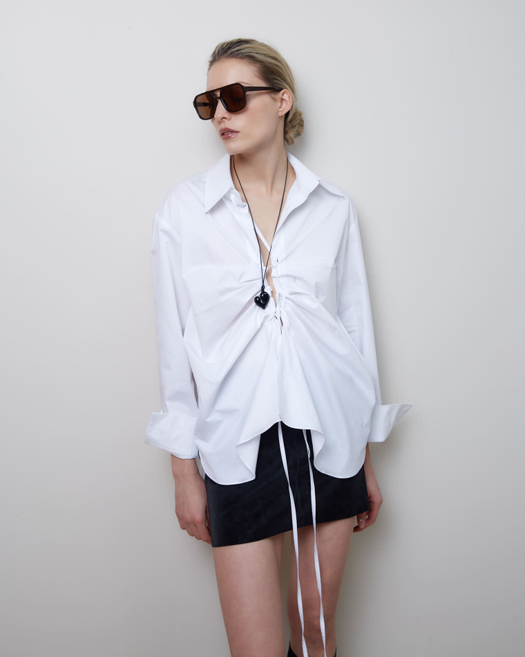 Рубашка на завязках из хлопка Макс Мара белый