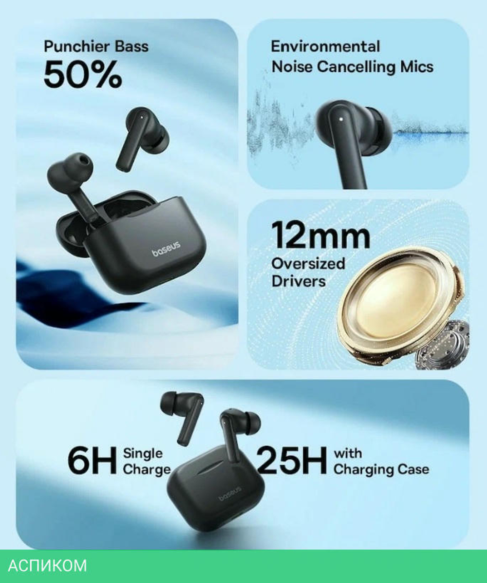 Наушники Baseus Bowie E17 True Wireless Earphones Stellar White (A00072200223-Z1)