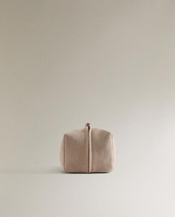 ZARA HOME КОСМЕТИЧКА СРЕДНЕГО РАЗМЕРА ИЗ РАЗДЕЛЕННОЙ КОЖИ, ЭКРЮ