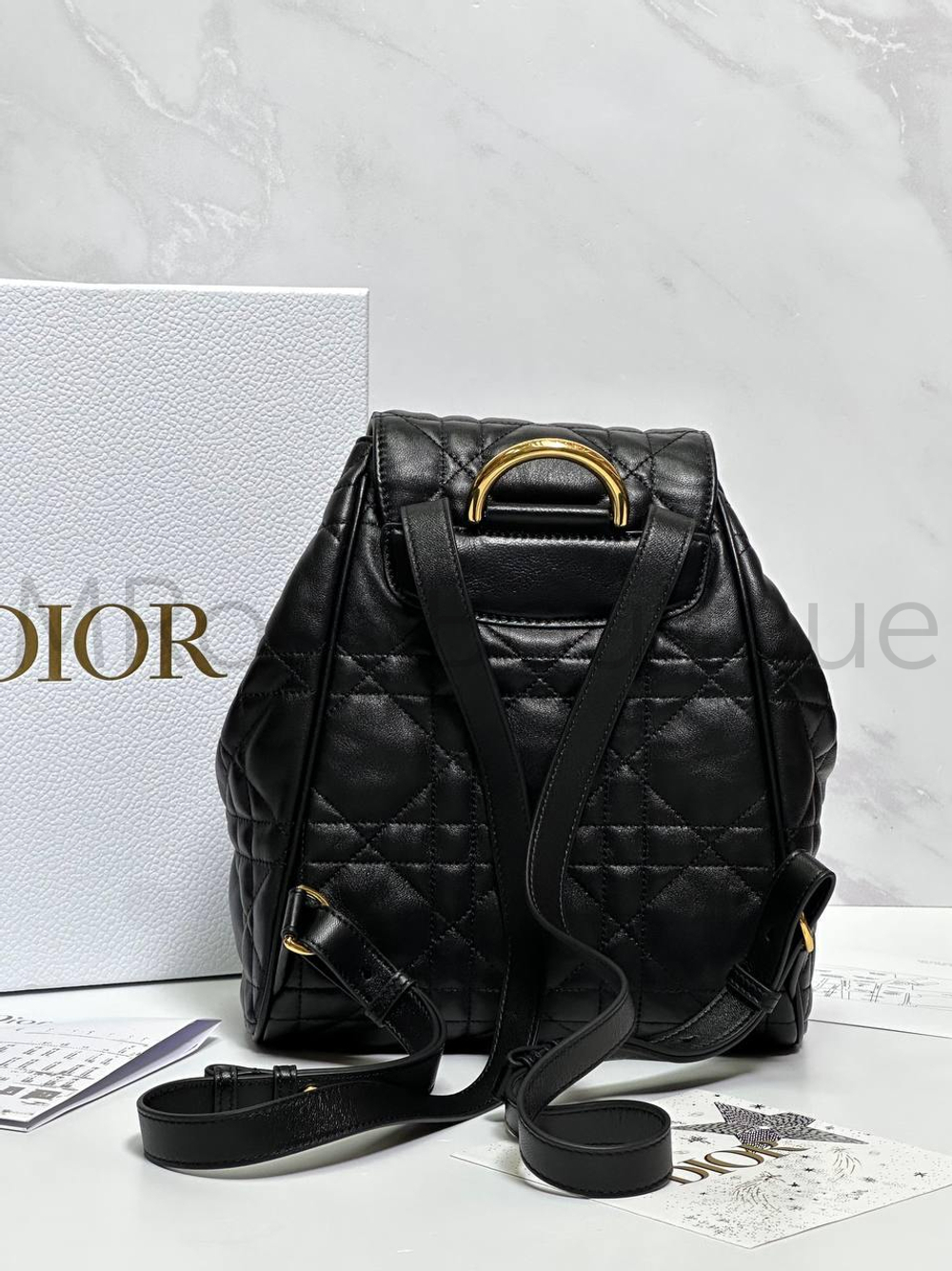 Рюкзак Dior Caro женский кожаный в черном цвете
