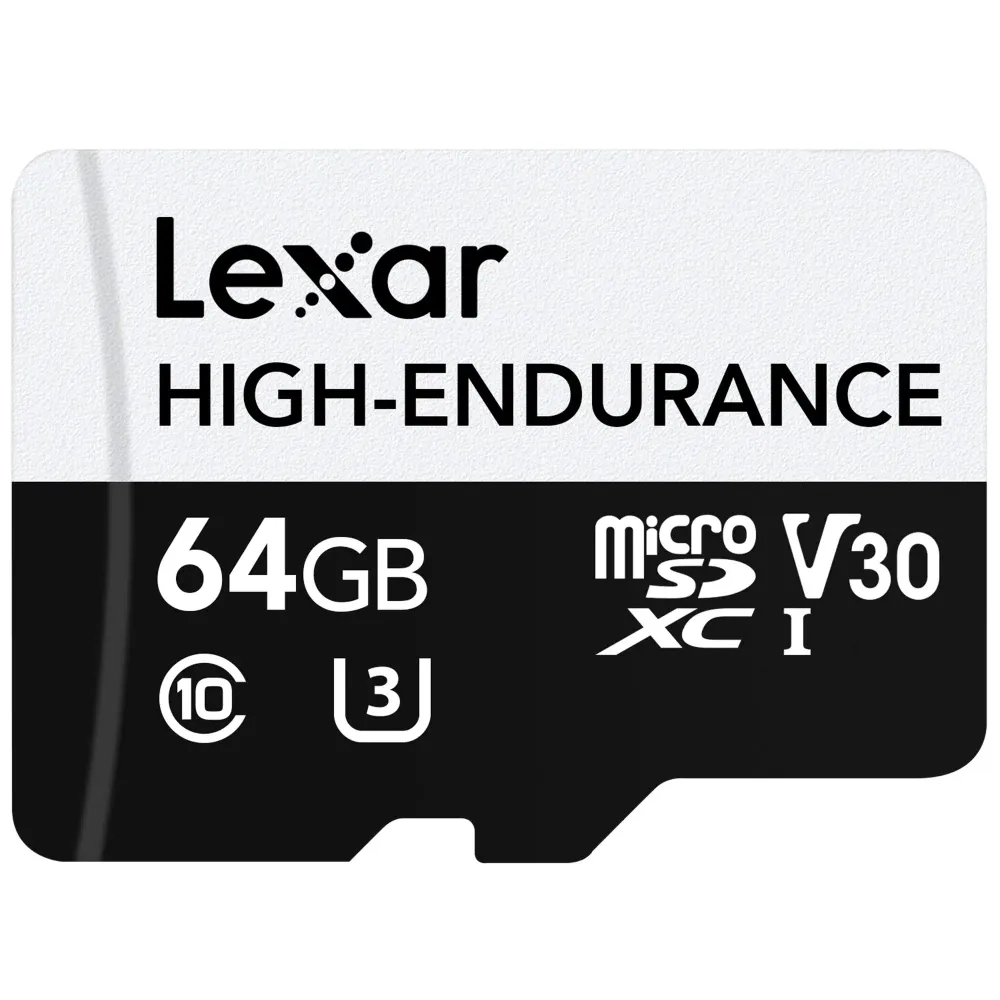 Карта памяти Lexar High-Endurance microSDXC 64GB UHS-I U3 V30 A1, R/W 100/35 МБ/с