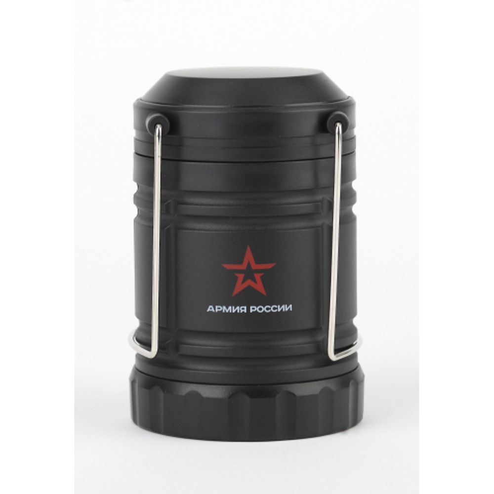 Фонарь кемпинговый светодиодный АРМИЯ РОССИИ KB-502 на батарейках складной мощный светильник с магнитом и крючком черный | Кемпинговые фонари