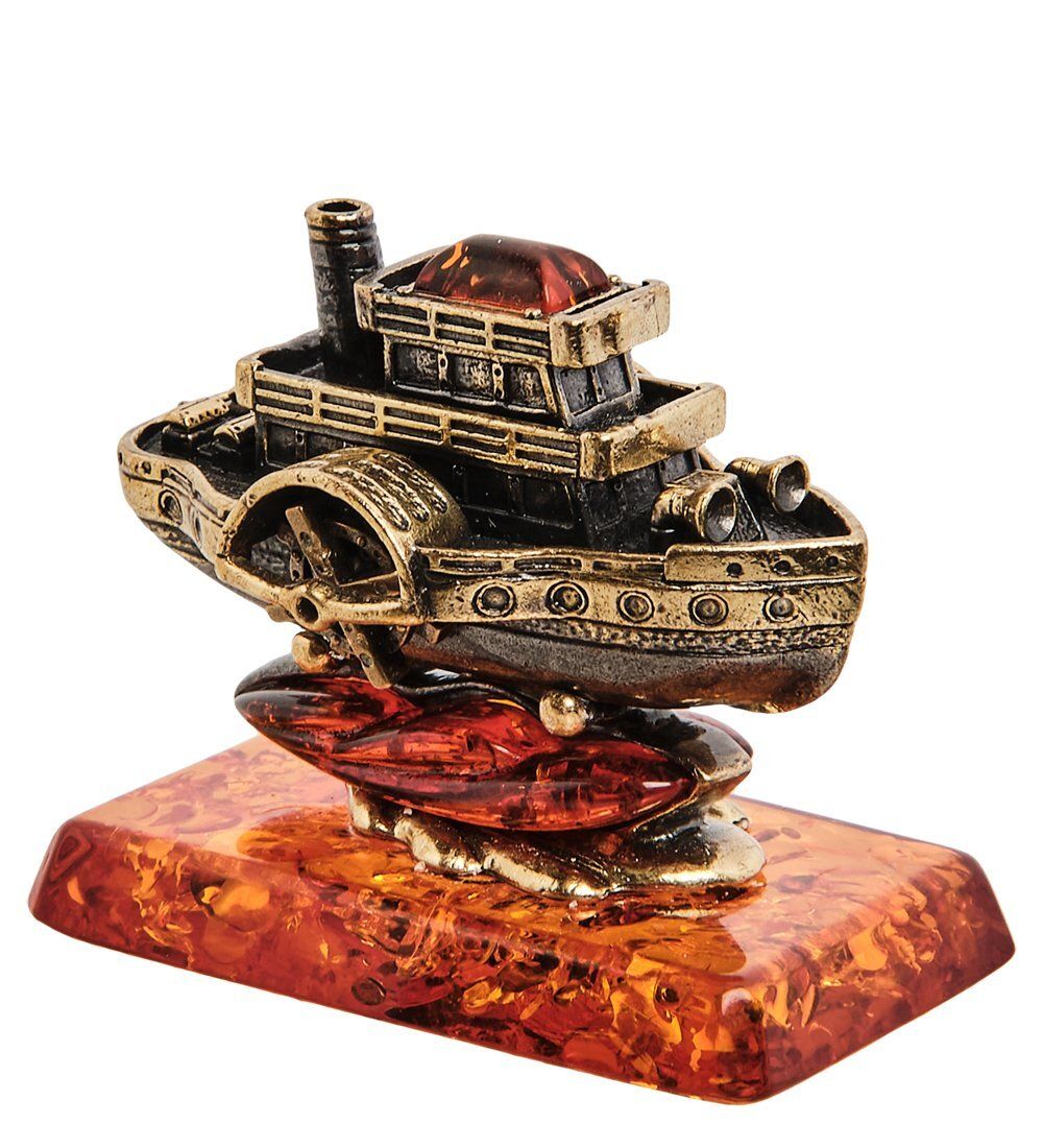 Народные промыслы AM-3011 Фигурка «Пароход» (латунь, янтарь)