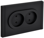FORTE&PIANO Розетка 2-местная без заземления с защитными шторками безвинтовое крепление 10А FP125M металл черный IEK