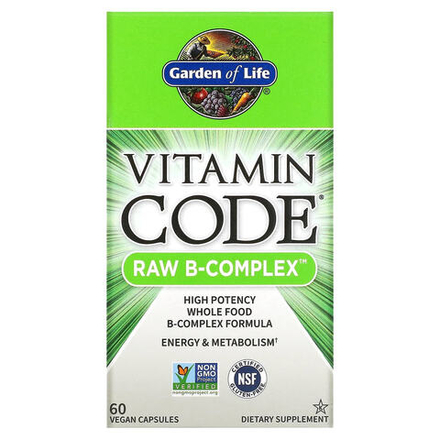 Garden of Life, Vitamin Code, Raw B-Complex, комплекс витаминов группы В, 60 веганских капсул