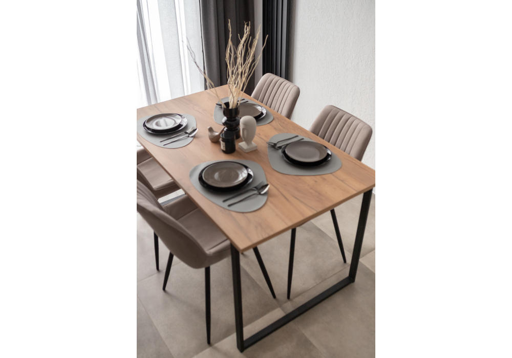 Стол деревянный Woodville Лиман 140 х 80 дуб крафт золотой, черный матовый, ножки черные