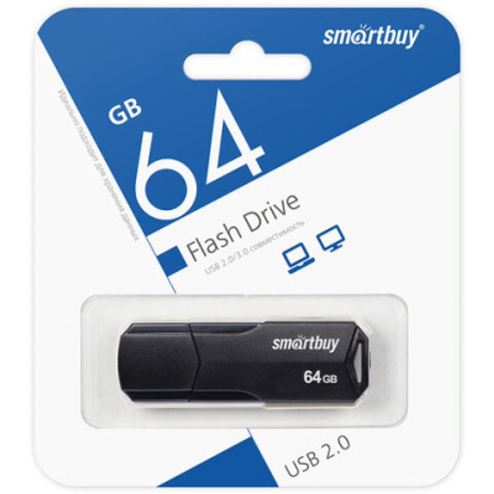Память Smart Buy "Clue"  64GB, USB 2.0 Flash Drive, черный