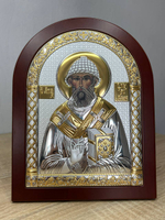 Спиридон, икона арочная, красное дерево 175х225