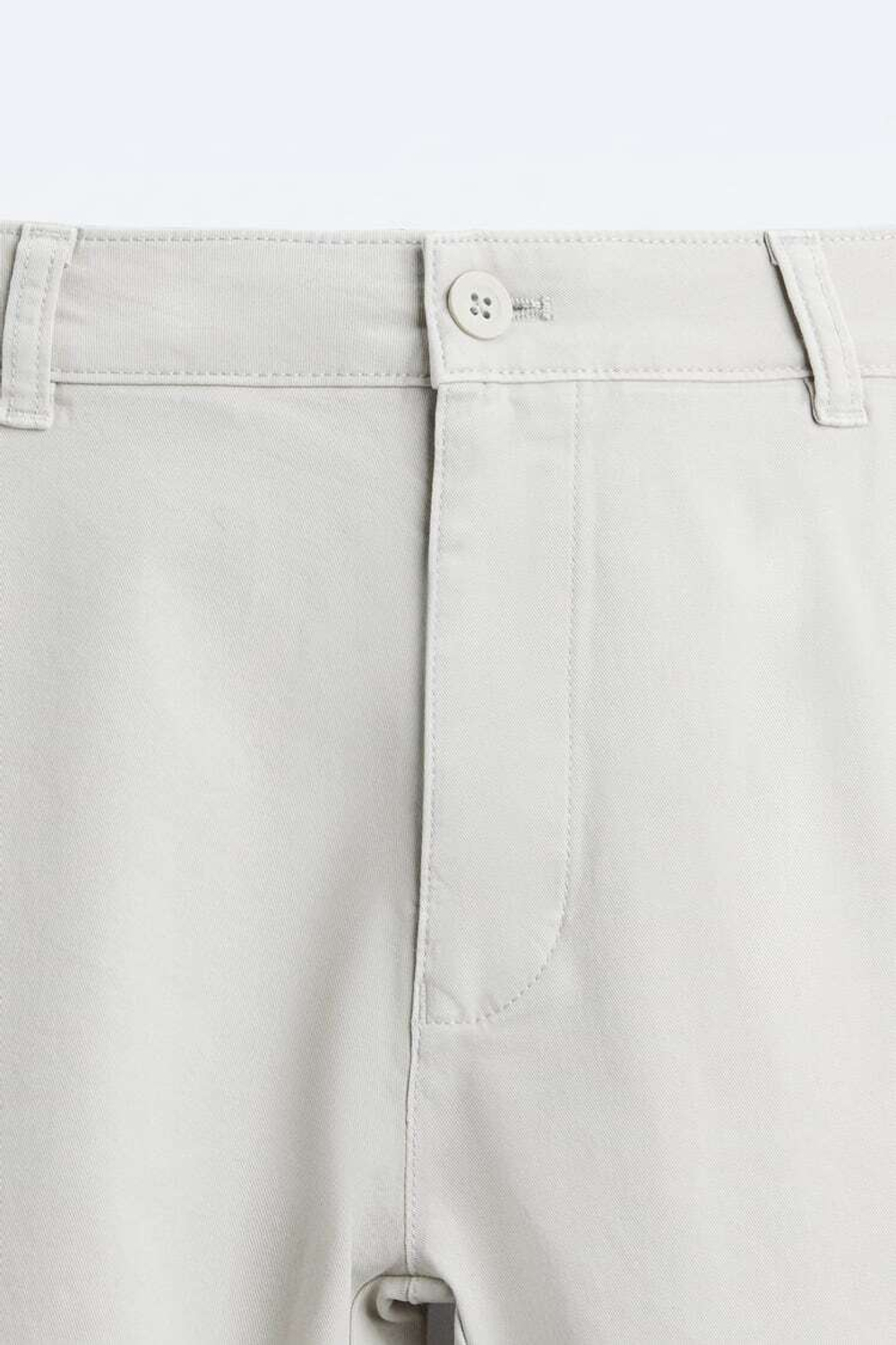 ZARA БРЮКИ ЧИНОС ИЗ ХЛОПКА, КАМЕННЫЙ