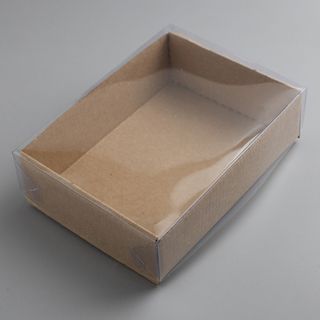 Коробка на одно мыло КРАФТ с прозрачной крышкой 11х9х4,5 см