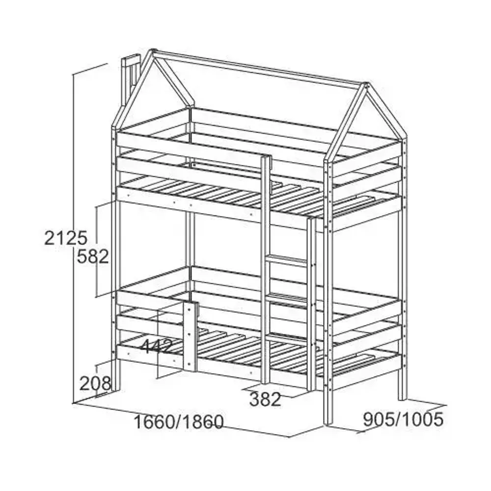 Кровать 2-х ярусная домик "Аист-4" 900х2000(Массив дерева/Белая), Аист г.Волжск